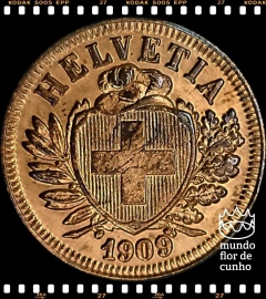 Km 4.2 Suiça 2 Rappen 1909 Escassa © na internet