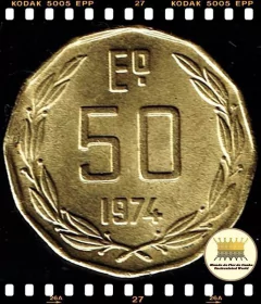 Km 201 Chile 50 Escudos (Nós Temos Mais de Uma Data # Favor Escolher uma Data Abaixo e o Estado de Conservação) 1974 1975 ®