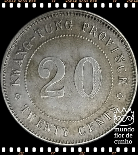 Km 423 China, Província Kwangtung 20 Cents 10(1921) MBC Prata ©