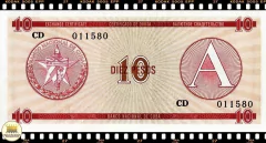 FX4 Cuba 10 Pesos ND(1985) FE Série A Certificados de Câmbio para Estrangeiros