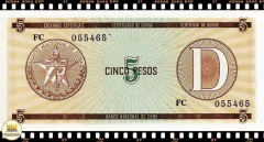 FX34 Cuba 5 Pesos ND(1985) FE Série D Certificados de Câmbio para Estrangeiros