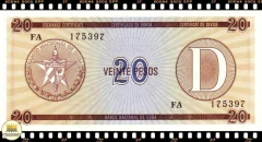 PFX36 Cuba 20 Pesos ND(1985) FE Série D Certificados de Câmbio para Estrangeiros