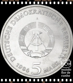 Km 111 Alemanha, República Democrática 5 Mark 1986A XFC # Construção do Novo Palácio (1769) de Potsdam - Muito Escassa © - comprar online
