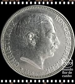 Km 819 Dinamarca 1 Krone 1916 (h) SOB Prata # Christian X © na internet