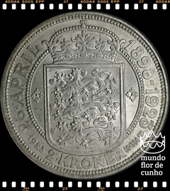 Km 821 Dinamarca 2 Kroner 1923 (h) Prata Escassa # Aniversário de Bodas de Prata Christian X © na internet