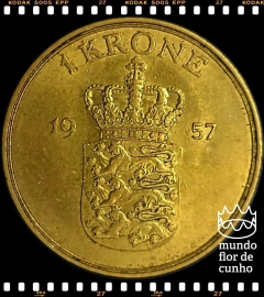 Km 837.2 Dinamarca 1 Krone 1957(h) SOB # Frederik IX © - comprar online