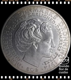 Km 858 Dinamarca 10 Kroner 1972(h) Prata # Transição Frederik IX para Margrethe II © na internet