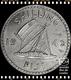 Km 12a Fiji, Ilhas 1 Shilling 1942 S FC Prata Muito Escassa ©