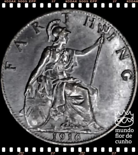 Km 808.1 Grã Bretanha 1 Farthing 1916 FC ©