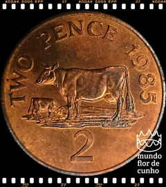 Km 41 Guernsey, Bailiado 2 Pence 1985 FC F.A.O. (FAO) # Vaca Guernsey ©