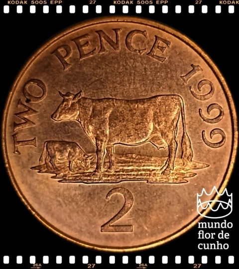 Km 96 Guernsey, Bailiado 2 Pence 1999 XFC ©
