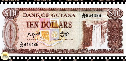 .P23f Guiana 10 Dollars ND(1992) FE
