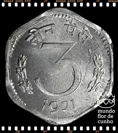 Km 14.2 India 3 Paise 1971(c) XFC ©