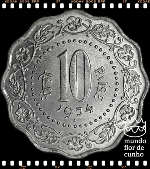 Km 27.1 India 10 Paise 1974(b) XFC ©