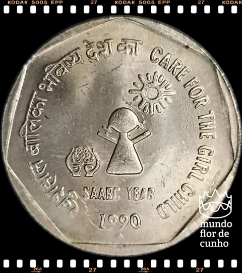 Km 87.1 India 1 Rupee 1990(b) # SAARC - Cuidado para as meninas © - comprar online