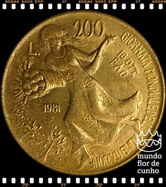 Km 109 Itália 200 Lire 1981 R XFC F.A.O. (FAO) # Dia Mundial da Alimentação ©