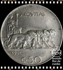Km 61.1 Itália 50 Centesimi 1921 R MBC Borda Lisa Escassa # Victor Emmanuel III ©