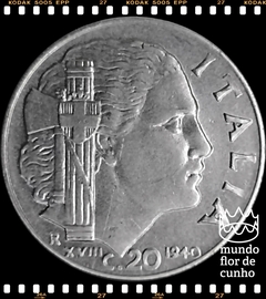 Km 75a Itália 20 Centesimi 1940 R/XVIII SOB Escassa # Victor Emmanuel III ©