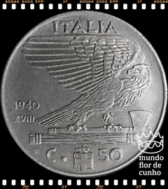Km 76a Itália 50 Centesimi 1940 R/XVIII MBC/SOB # Victor Emmanuel III ©