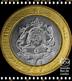 Km 110 Marrocos 10 Dirhams AH 1423 - 2002 XFC Bimetálica Escassa # Mohammed VI ©