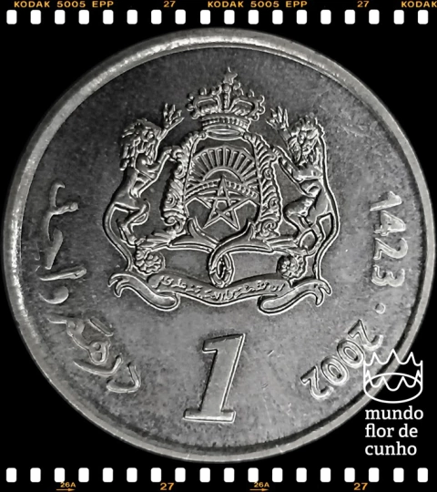 Km 117 Marrocos 1 Dirham AH 1423 - 2002 XFC # Mohammed VI ©