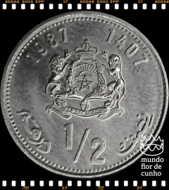 Km 87 Marrocos 1/2 Dirham AH 1407 - 1987 XFC # Hassan II ©