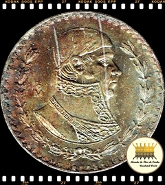Km 459 México 1 Peso 1964 XFC Prata .100 Pátina Colorida # José Morelos