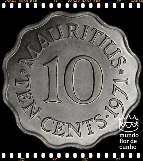 Km 33 Maurício, Ilha 10 Cents 1971 XFC Escassa # Elizabeth II ©