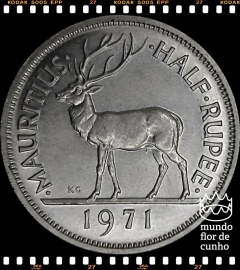 Km 37.1 Maurício, Ilha 1/2 Rupee 1971 XFC Escassa # Cervo do Pântano ©