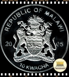 Km 81 Malawi (Malaui) 10 Kwacha 2005 XFC Proof Prata Folheada # Vida Selvagem em Perigo - Chevrotain ® - comprar online