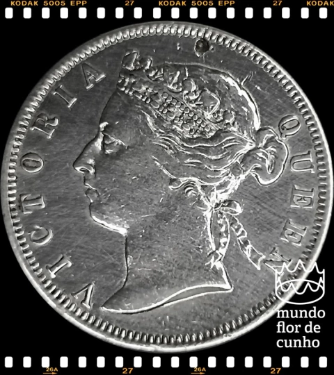 Km 12 Malaia Britânica 20 Cents 1899 MBC/SOB Prata Muito Escassa # Rainha Vitória ©