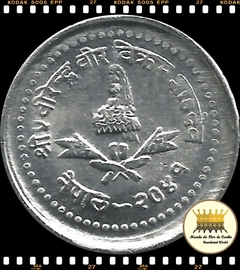 Km 1015.1 Nepal 25 Paisa VS 2043 (1986) FC Muito Escassa Apenas 54.000 Moedas ©