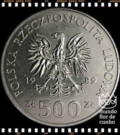 Km 185 Polônia 500 Zlotych 1989 # 50° Aniversário - Guerra Defensiva da Polônia © na internet