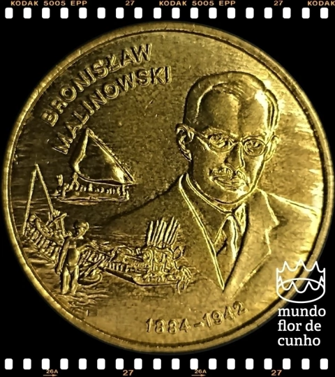 Km 431 Polônia 2 Zlote 2002 Escassa # Série Viajantes e Exploradores Poloneses - Bronislaw Malinowski © - comprar online