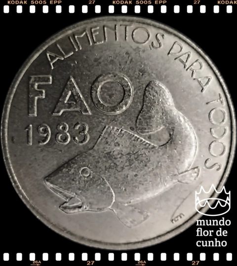 Km 619 Portugal 25 Escudos 1983 FC F.A.O. (FAO) Escassa # Peixe ®