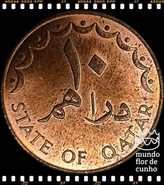 Km 1 Catar 10 Dirhams AH 1393 - 1973 XFC # 1° Moeda Cunhada no País ©