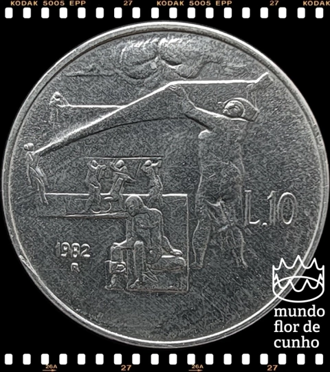 Km 134 San Marino 10 Lire 1982 R XFC Escassa # Série das Conquistas Sociais - Proteção e Educação das Crianças © - comprar online