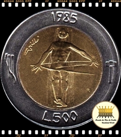 Km 181 San Marino 500 Lire 1985 R XFC Bimetálica Escassa # Série da Luta Contra o Abuso de Drogas ©