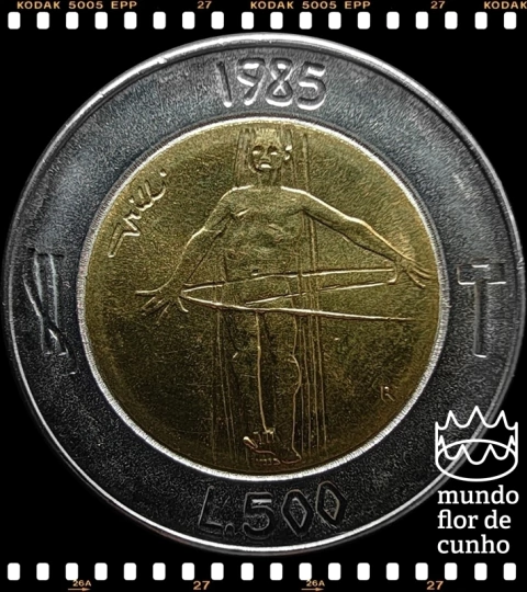 Km 181 San Marino 500 Lire 1985 R XFC Bimetálica Escassa # Série da Luta Contra o Abuso de Drogas © - comprar online