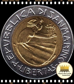 Km 181 San Marino 500 Lire 1985 R XFC Bimetálica Escassa # Série da Luta Contra o Abuso de Drogas © - comprar online