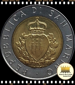 Km 209 San Marino 500 Lire 1987 R XFC Bimetálica Escassa # 15º Aniversário da Retomada da Série de Moedas Sammarinesas - Brasão de Armas da Cidade de San Marino © - comprar online