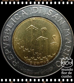 Km 301 San Marino 500 Lire 1993 R XFC Bimetálica Escassa # Série de 1690º Aniversário da República de San Marino - Crescimento de um Toco de Árvore © na internet