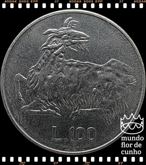 Km 36 San Marino 100 Lire 1974 R XFC Escassa # 1ª Série Animais - Cabra ® - comprar online