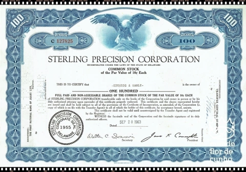 Certificado de Ação da Sterling Precision Corp. 1963 - Estados Unidos da América