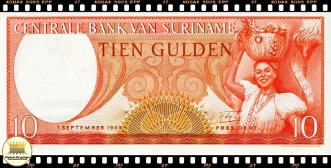 P121b Suriname 10 Gulden 01/09/1963 FE na internet