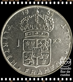 Km 826 Suécia 1 Krona 1954ts FC Prata # Gustaf VI ©