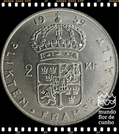 Km 827 Suécia 2 Kronor 1959ts XFC Prata Escassa # Gustaf VI © - comprar online