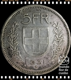 Km 40 Suiça 5 Francs 1931B MBC Prata # Tipo I © na internet