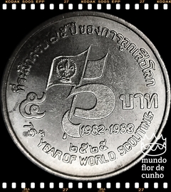 Km 161 Tailândia 5 Baht BE 2525 (1982) FC Muito Escassa # 75° Aniversário dos Escoteiros ©