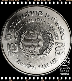 Km 176 Tailândia 2 Baht BE 2528 (1983) XFC # Ano Internacional da Juventude ©